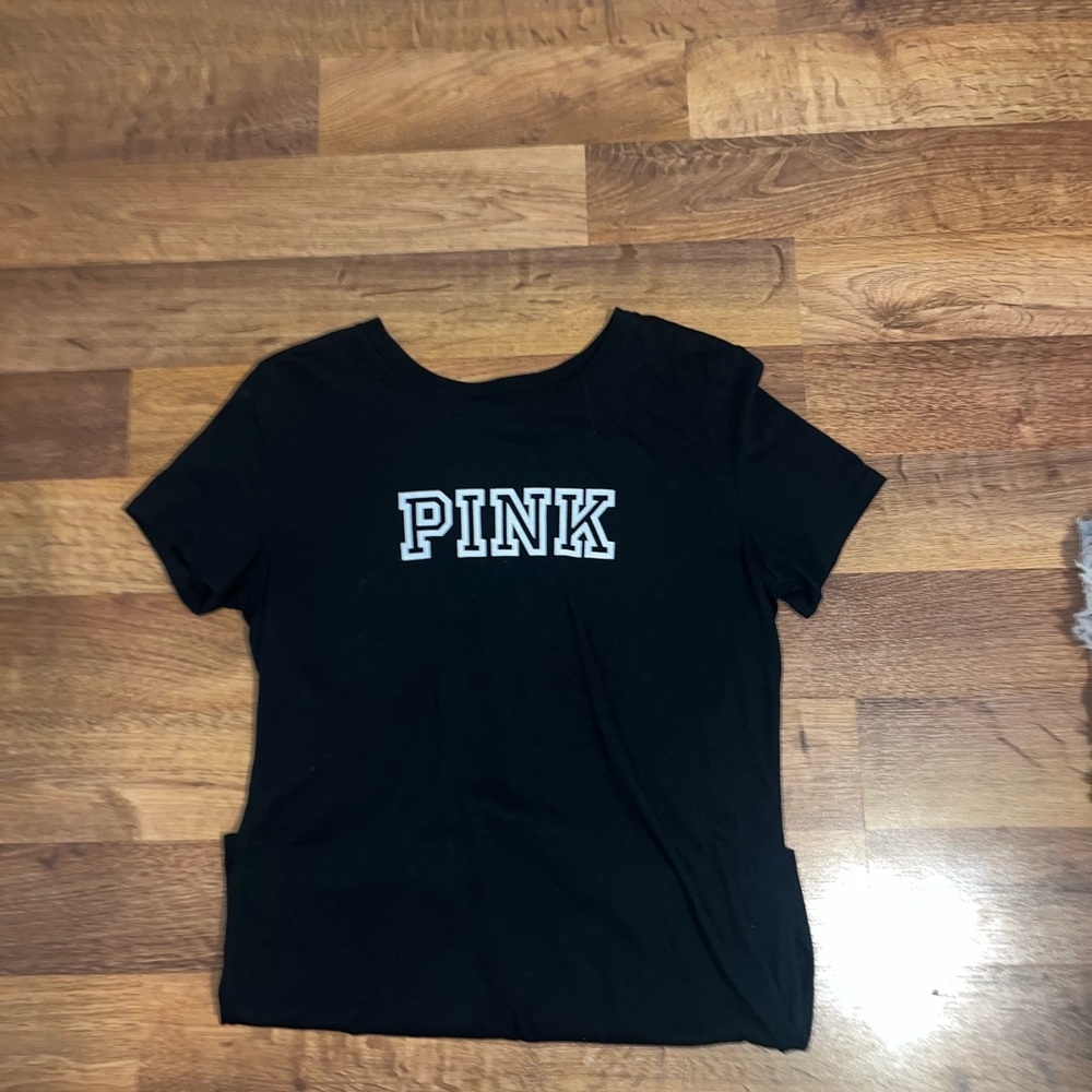 PINK Victoria's Secret Black Tee with White Logo